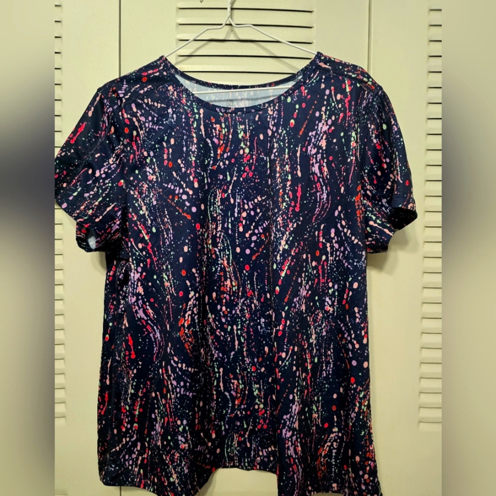 Ideology Blue and Pink Graphic Short Sleeve Tee